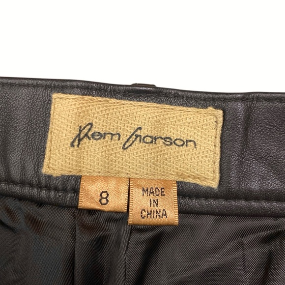 Rem Garson Dark Brown Timeless Quiet Luxury Leather Straight Leg Pants - Picture 7 of 8